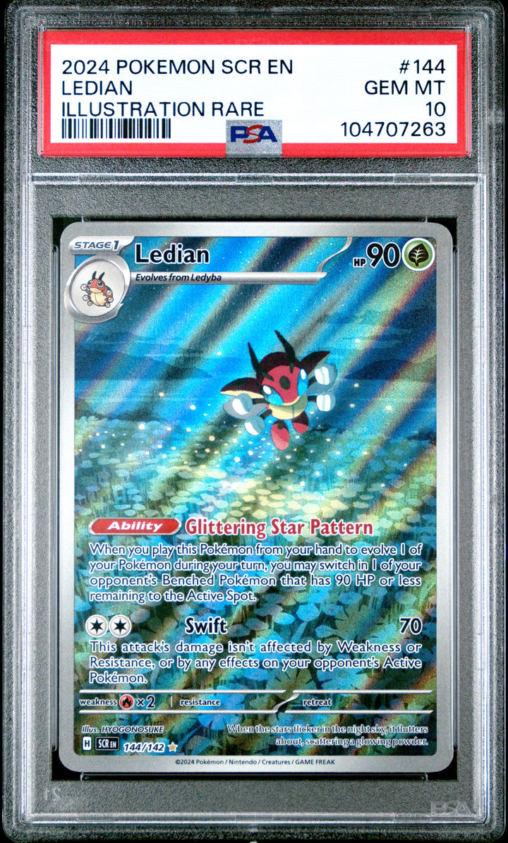 2024 Pokemon Scr En-Stellar Crown #144 Ledian Illustration Rare PSA 10