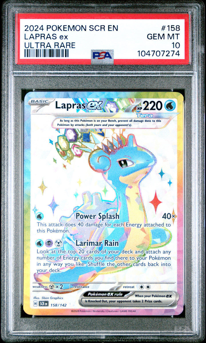 2024 Pokemon Scr En-Stellar Crown #158 Lapras Ex Ultra Rare PSA 10