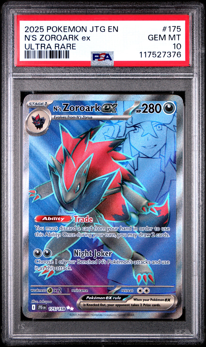 2025 Pokemon Jtg En-Journey Together #175 N'S Zoroark Ex Ultra Rare PSA 10