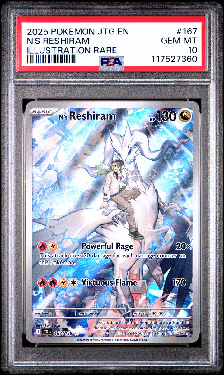 2025 Pokemon Jtg En-Journey Together #167 N'S Reshiram Illustration Rare PSA 10