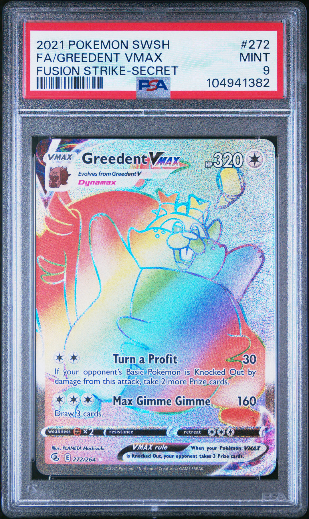 SWSH08: Fusion Strike #272/264 Greedent VMAX (Secret) PSA 9 – Oaks Poke Box