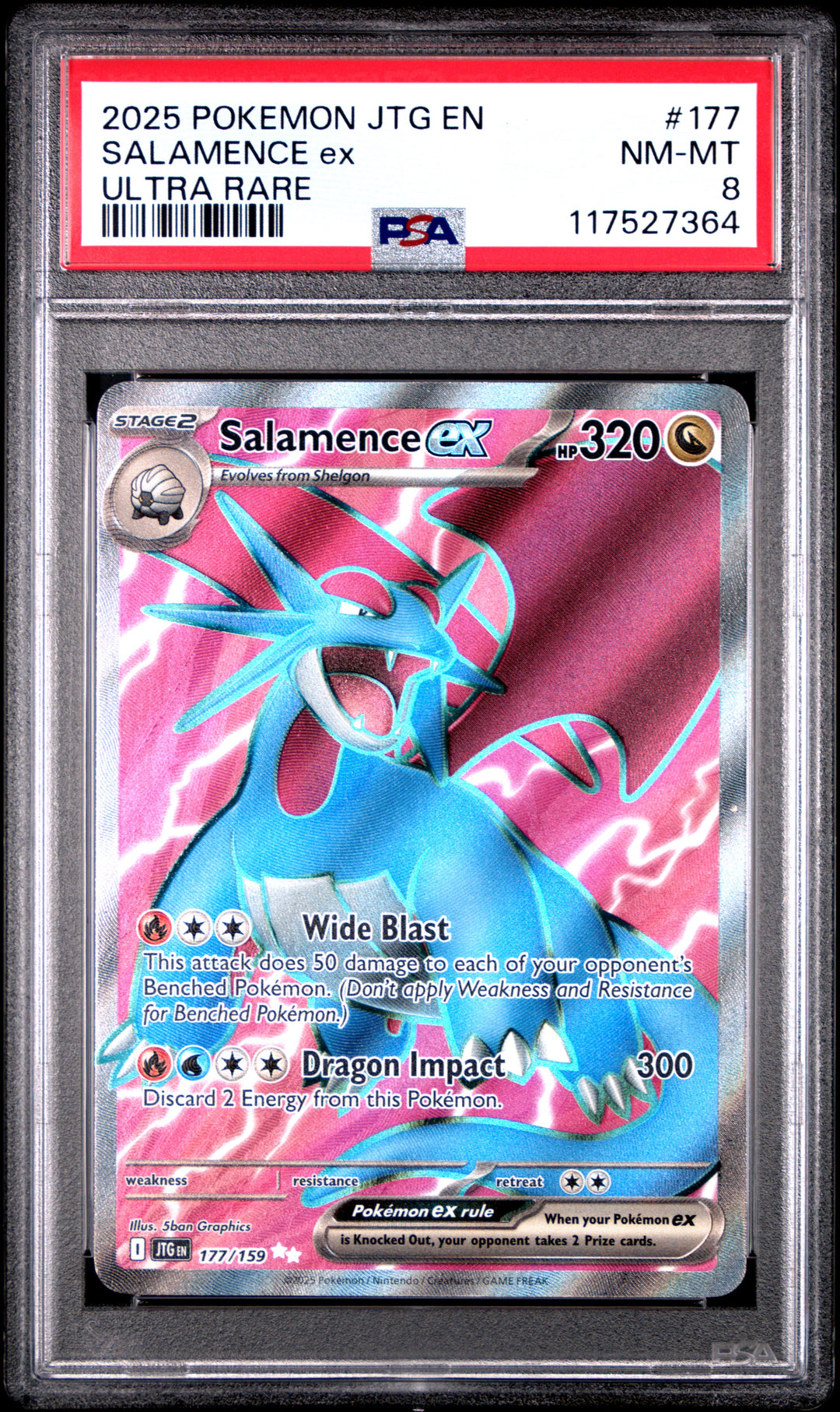 SV09: Journey Together #177/159 Salamence ex PSA 8 – Oaks Poke Box